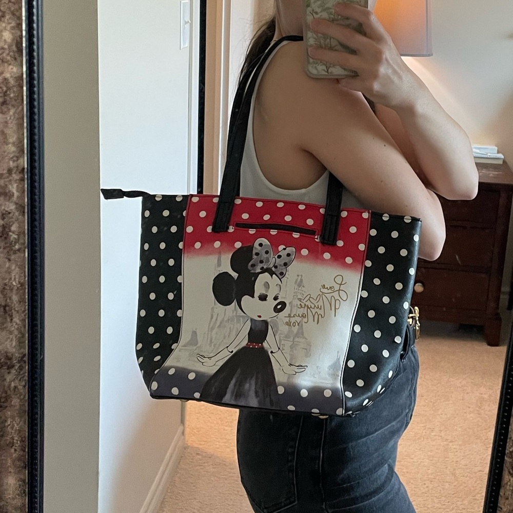 Disney Minnie Mouse Black and White Polka Dot Handbag